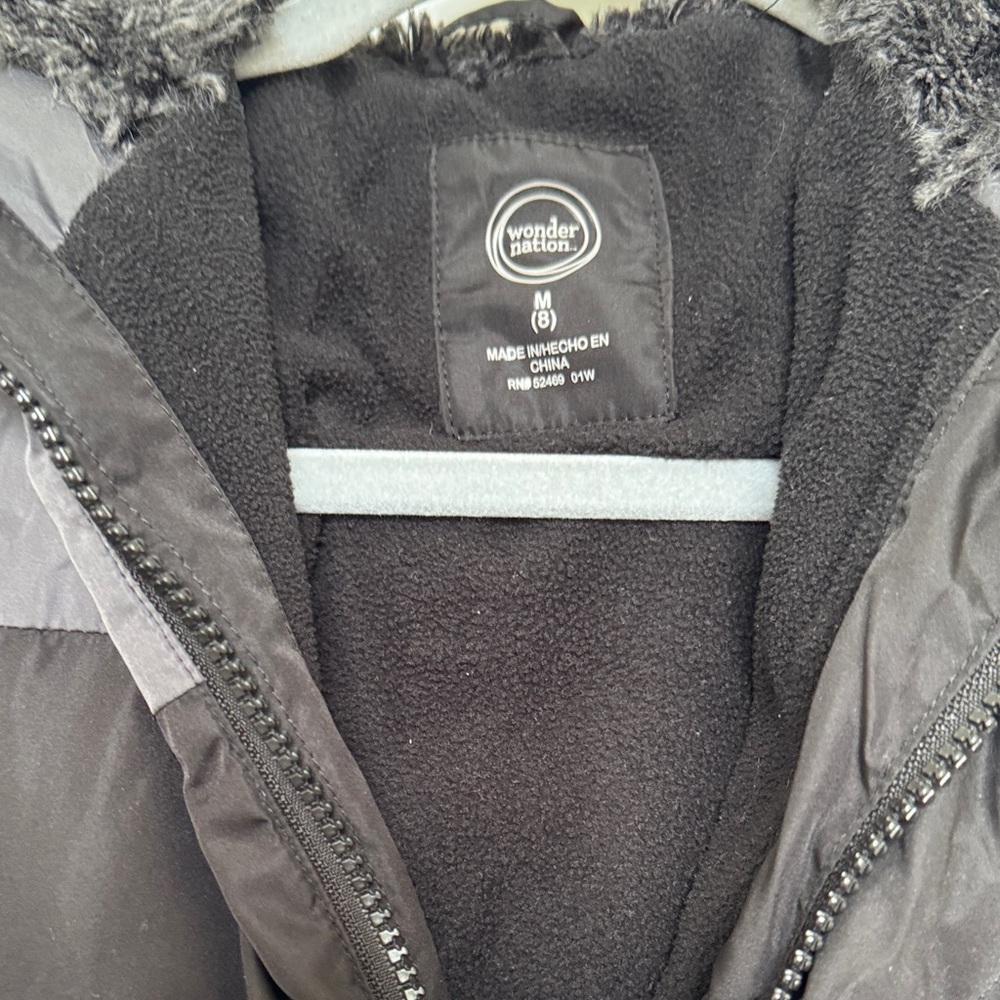 Wonder Nation Charcoal and Black Kids Puffer Jacket - Picture 2 of 5